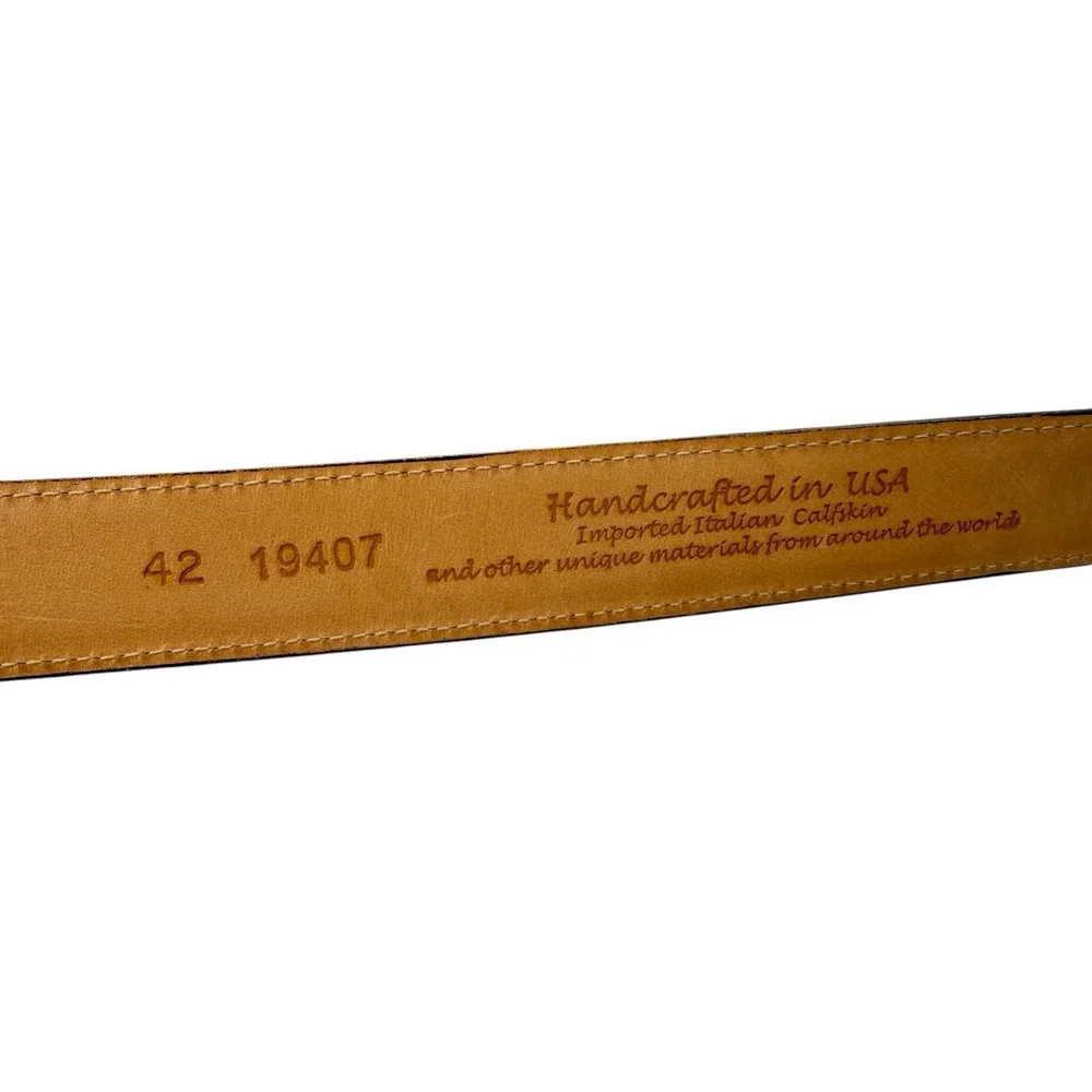 ONYX by Brighton Men's Leather Belt 42 Brown Croc Embossed Italian Calfskin USA